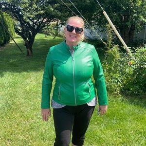 Emerald green faux leather jacket